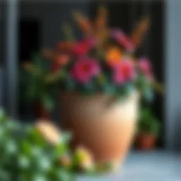 Elegant 30-gallon ceramic pot with vibrant flora