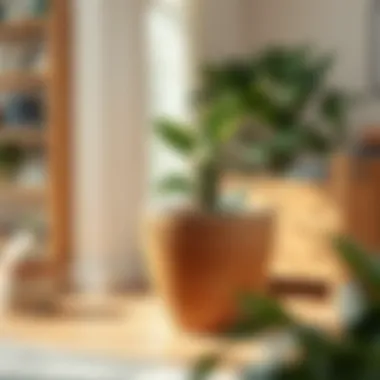 Indoor setting showcasing a ceramic pot with decorative plants