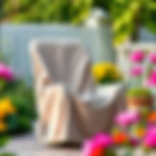 Durable outdoor chair cover in a garden setting