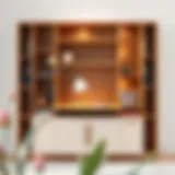 A minimalist bookshelf fold-out desk showcasing its elegant design.