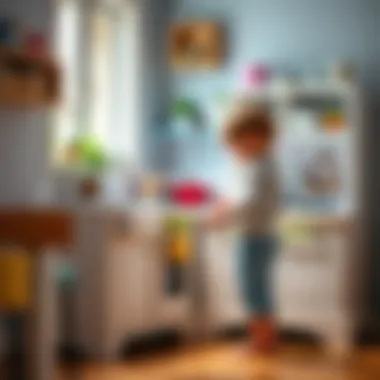 Engagement and Learning in Kitchen Interaction Child interacting with a detailed kitchen playset