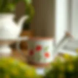 Charming ceramic mini watering can with floral design