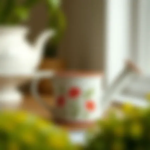 Charming ceramic mini watering can with floral design