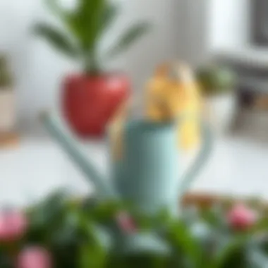 Sleek modern metal mini watering can in stylish colors