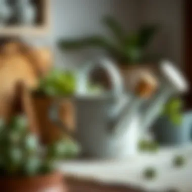 Vintage-inspired mini watering can with rustic finish