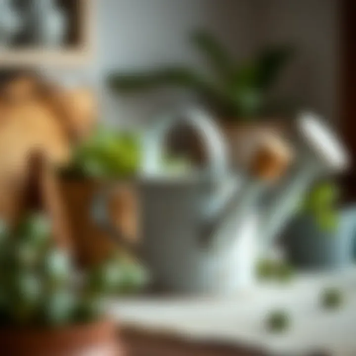 Vintage-inspired mini watering can with rustic finish