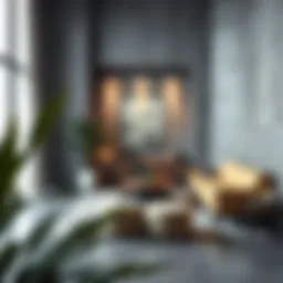 Contemporary interior showcasing concrete laminate walls