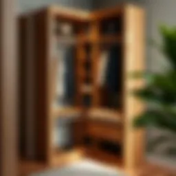 Elegant corner closet rack made from sustainable wood