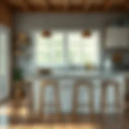 Rustic country farmhouse bar stools in a modern kitchen setting