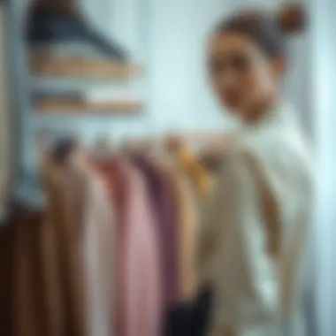 Curated Outfit Selection A fashion-conscious individual selecting outfits from a curated collection