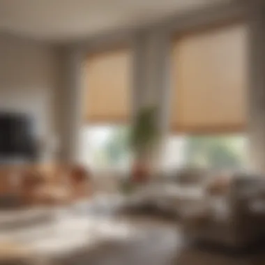 Elegant living room with natural light filtered through cellular shades