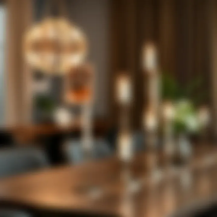 Contemporary Dining: Tall Candle Stands Aesthetics Contemporary tall candle stands enhancing a dining table