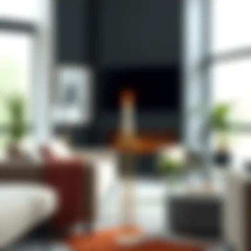 Elegant tall candle stand in a modern living room setting