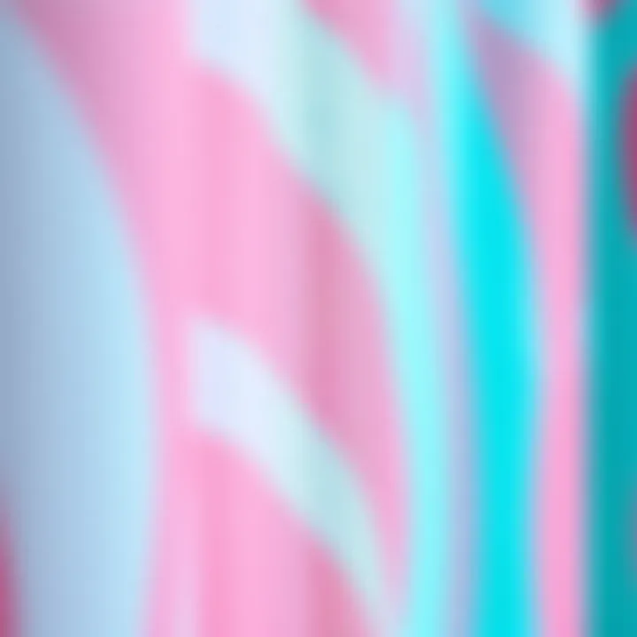 Textured Fabric of Pink and Aqua Curtains A close-up view of pink and aqua fabric, emphasizing texture and design.
