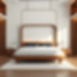 Luxurious wooden bed frame with rounded corners in a modern bedroom setting