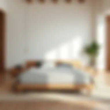 Minimalist Design with Rounded Edges Minimalist wooden bed frame with rounded edges in a serene interior