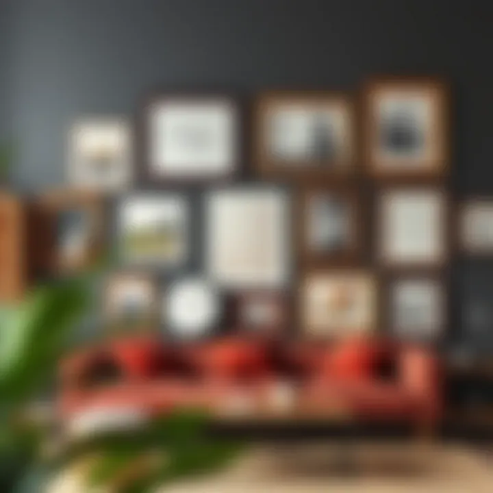 Diverse Frame Styles in a Gallery Wall Arrangement Gallery wall featuring various frame styles