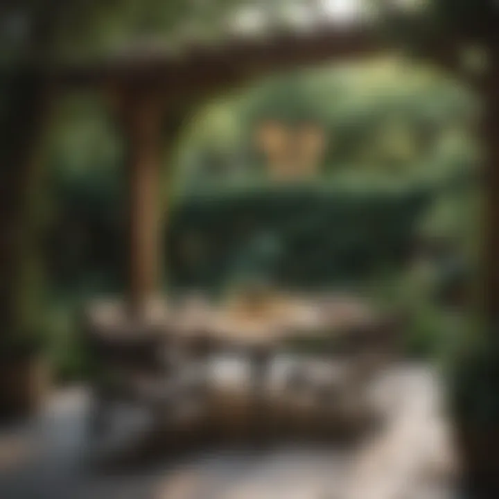 Elegant Backyard Dining Setup An elegant dining setup in a lush backyard