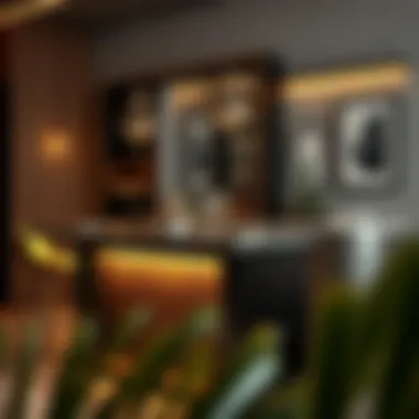 Chic Contemporary Bar Table Set for Entertaining Chic contemporary bar table set designed for entertaining with storage