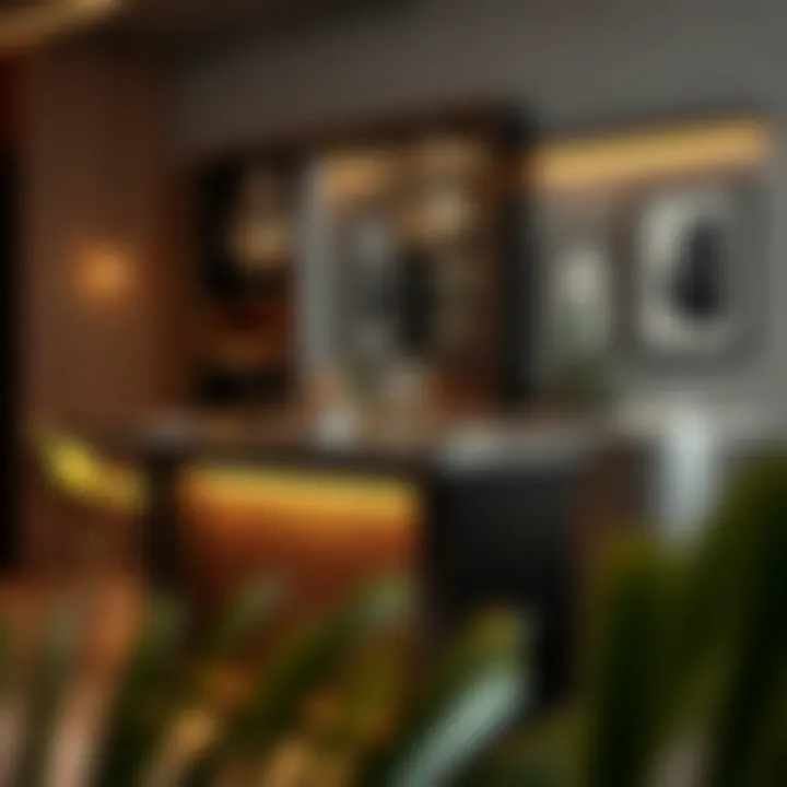 Chic Contemporary Bar Table Set for Entertaining Chic contemporary bar table set designed for entertaining with storage