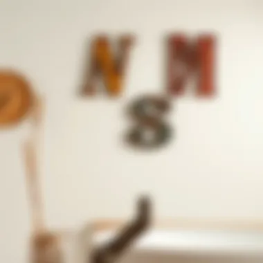 Rustic Metal Letters on Wall Rustic metal letters mounted on a bathroom wall, enhancing decor