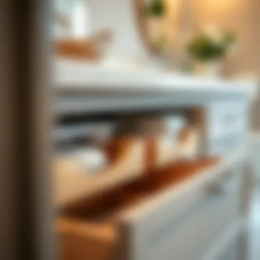 Organized Drawers in a Bathroom Vanity Close-up of the drawer organization within a bathroom vanity