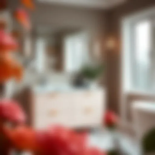 A stylish bathroom vanity featuring four spacious drawers