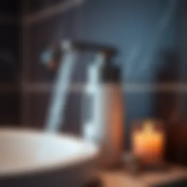 Close-up of a sleek shower soap dispenser showcasing its functionality