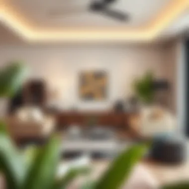 Contemporary living space featuring box furniture elements