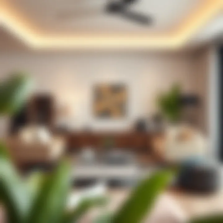 Contemporary living space featuring box furniture elements