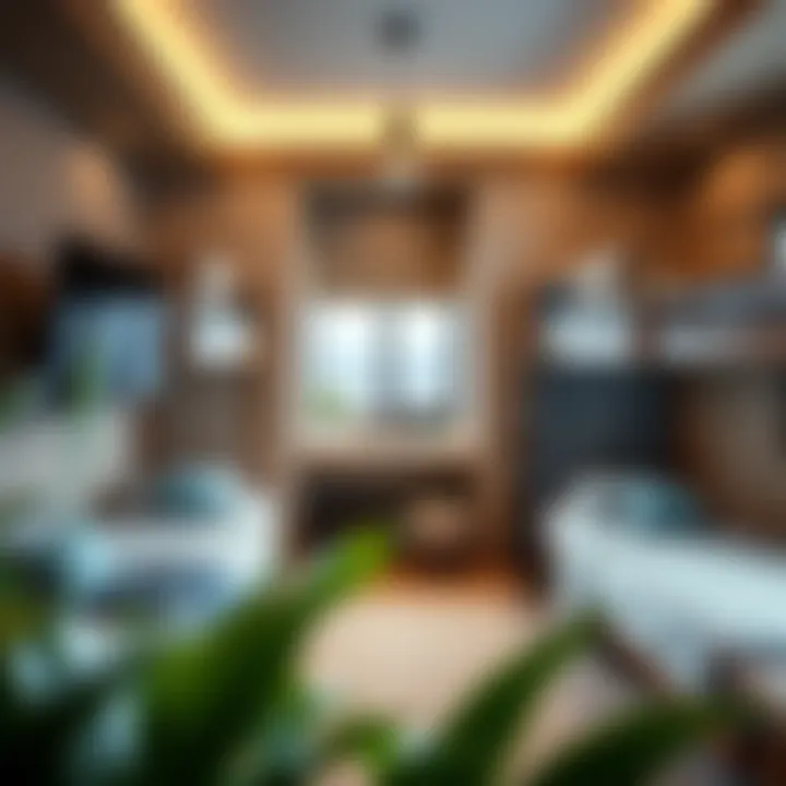 Creative use of space with bunk beds and TV for a compact room