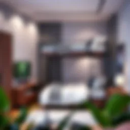 Stylish bunk bed with integrated TV mount in a modern bedroom