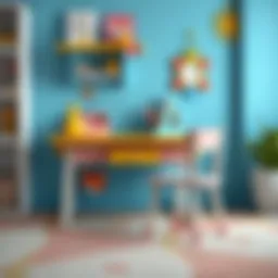 A beautifully designed children's desk set showcasing vibrant colors and playful patterns.