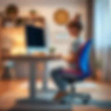 An ergonomic children's desk and chair set demonstrating proper posture.