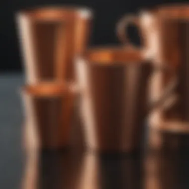 Variety of copper cup styles arranged artistically