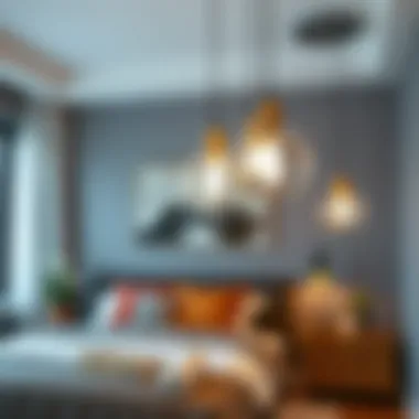Unique pendant lights in a modern bedroom
