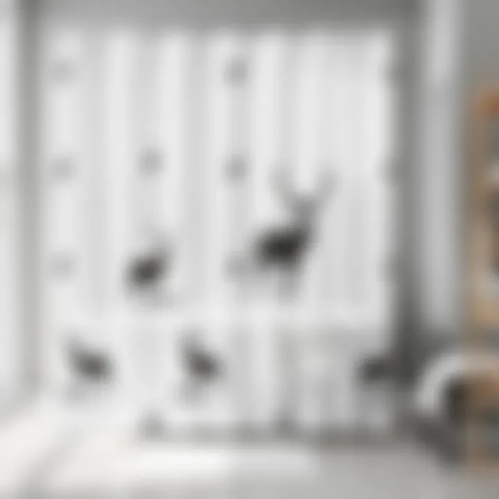 Serene Shower Curtain with Deer Motifs Stylish shower curtain adorned with deer motifs in a serene bathroom setting
