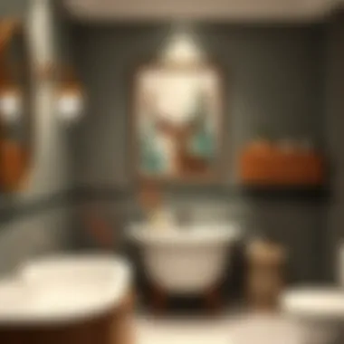 Nature-Inspired Deer Art in Bathroom Ambiance A beautifully decorated bathroom showcasing deer art and nature-inspired elements