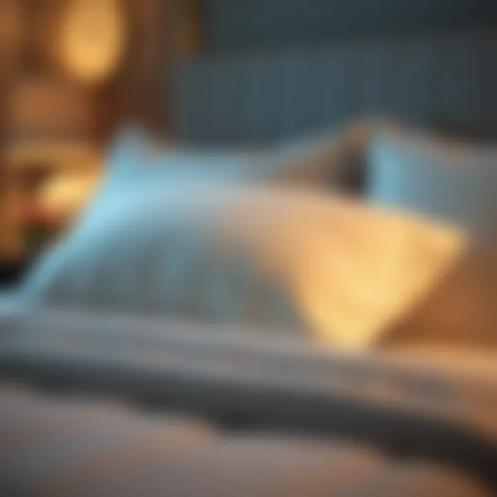 Luxurious Comfort: Duck Feather Pillow on a Plush Bed Luxurious duck feather pillow on a plush bed