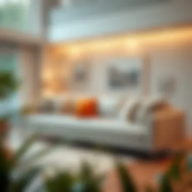 Cozy Extra Long Sofa with Cushions Cozy atmosphere created by an extra long sofa adorned with cushions