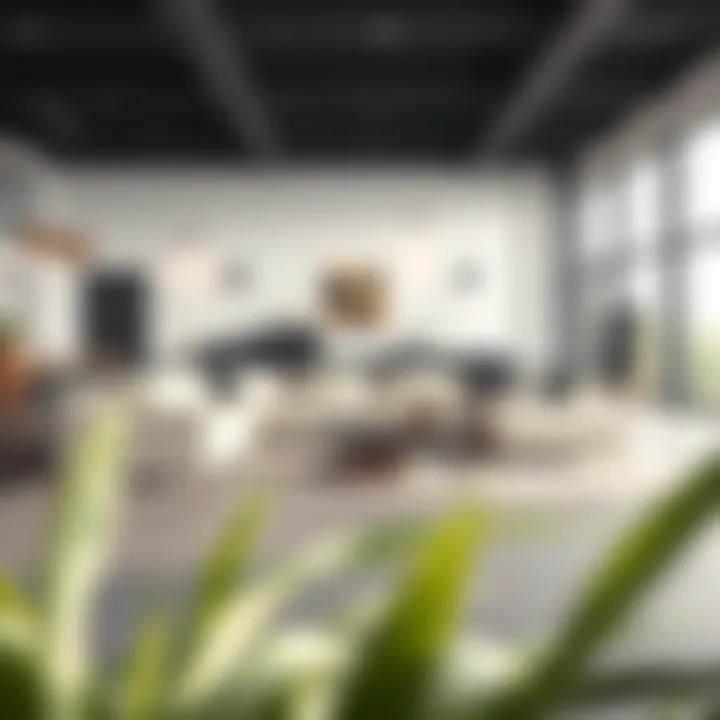 Elegant Extra Long Sofa in Open Plan Elegant extra long sofa placed in a spacious open plan area