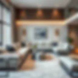 Luxurious extra long sofa in a modern living room setting