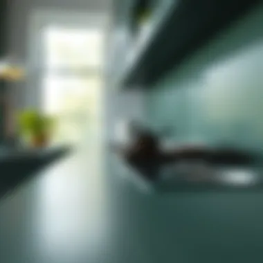 Close-up of the texture and finish of forest green laminate