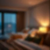 Elegant tiny bedside lamp illuminating a modern bedroom