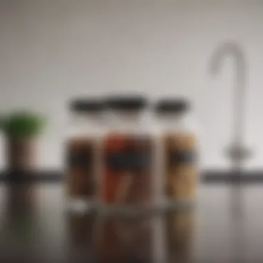 Modern kitchen with a minimalist spice jar arrangement