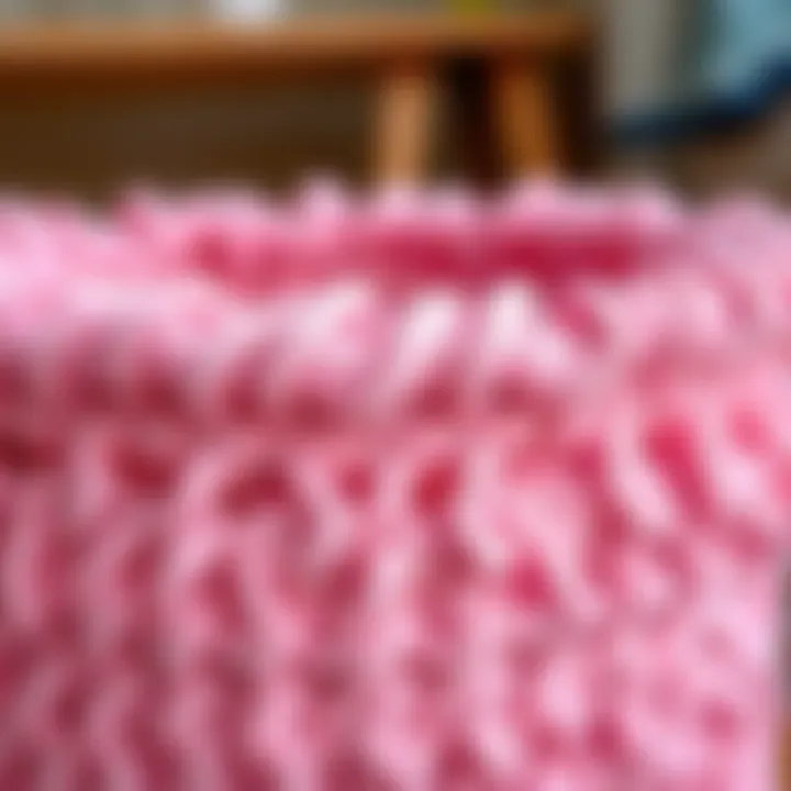 Close-Up of Pink Dog Toy Basket Fabric Texture Close-up of pink dog toy basket showcasing fabric texture