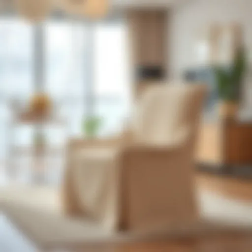 Elegant fabric chair cover in a modern living room setting