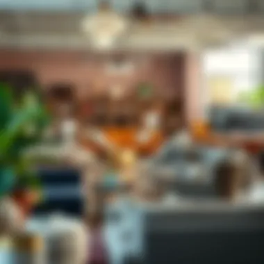 Brightly lit furniture showroom featuring a variety of styles