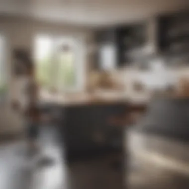 Elegant high top table set in a modern kitchen