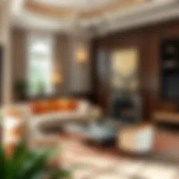 Luxurious living room design with eclectic decor